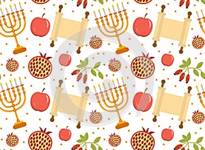 Seamless pattern, texture for the Jewish new year. Rosh Hashanah, Shana Tova background wallpaper. Vector illustration