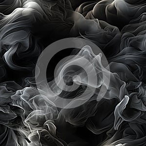 seamless pattern with texture of white smoke fog smog on black background