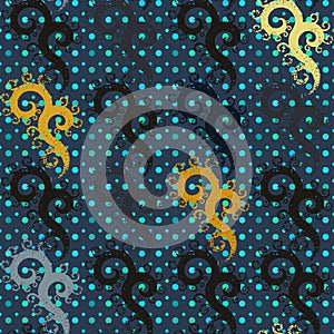 Seamless pattern with textured curles