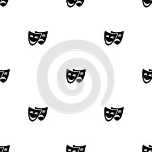 Seamless pattern with theater mask icons on white background. Vector illustration for design, web, wrapping paper, fabric.