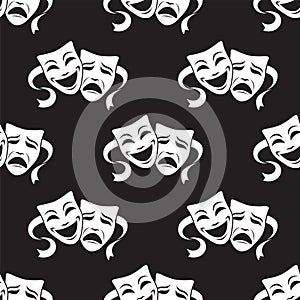 Seamless pattern with theatrical masks