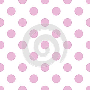 Seamless pattern of their large pink dots on a white background