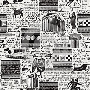 Seamless pattern on the theme of ancient greece