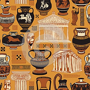 seamless pattern on the theme of Ancient Greece