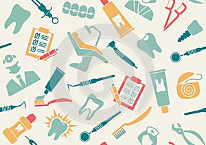 Seamless pattern on the theme of dentistry