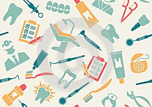 Seamless pattern on the theme of dentistry photo