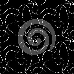 Seamless pattern with threads stitching on black background