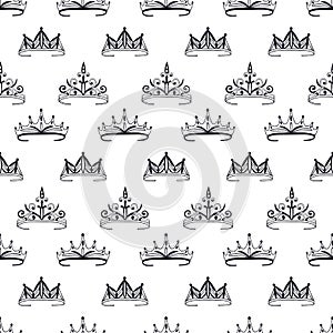 Seamless pattern of tiaras, crowns. Vector stock illustration eps 10.