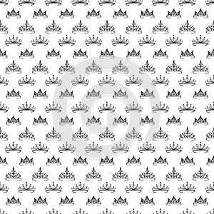 Seamless pattern of tiaras, crowns. Vector stock illustration eps 10.