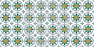 Seamless pattern for tile design. Ceramic tiled pattern. Floral elements. Isolated on a white background. Endless