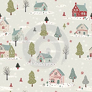 Seamless pattern, tileable Christmas holiday country dots print, English countryside cottage for wallpaper, wrapping