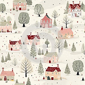 Seamless pattern, tileable Christmas holiday country dots print, English countryside cottage for wallpaper, wrapping