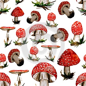 Seamless pattern of toadstools