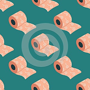 Seamless pattern of toilet paper rolls. Seamless pattern in cartoon style. Vector illustration