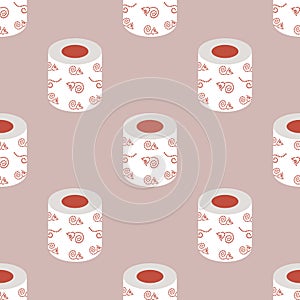 Seamless pattern of toilet paper rolls. Seamless pattern in cartoon style. Vector illustration