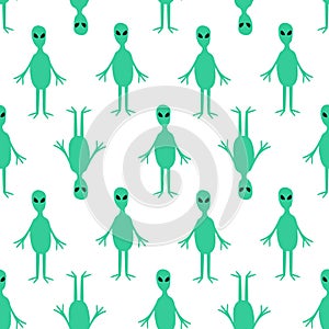 Seamless pattern on the topic of ufology with aliens. photo