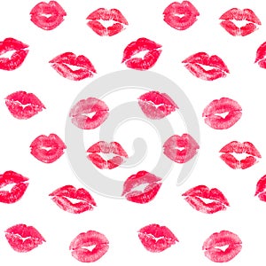 Seamless pattern with traces of lipstick