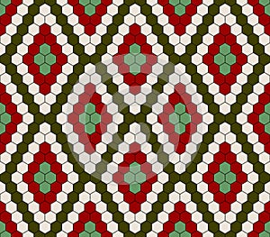 Seamless pattern with tradicional hexagonal tiles style in 5 colors