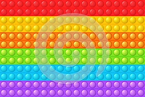 Seamless pattern with trendy game pop it, simple dimple. Rainbow fidget toy. Colorful antistress background. Doodle