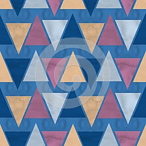 seamless pattern of triangles in blue and pink colors