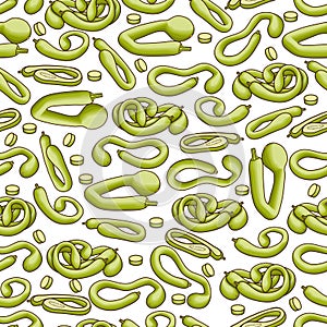 Seamless pattern with Tromboncino Squash