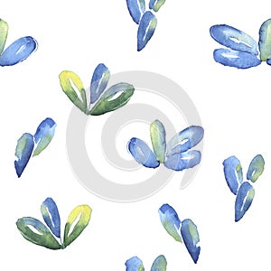 Seamless pattern of tropical blue leaves