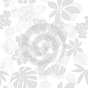 seamless pattern tropical flowers. illustration