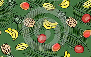 Seamless pattern tropical fruits