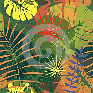 Seamless pattern of tropical leaves 2