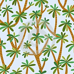 Seamless pattern with tropical palm trees. Summer repeating background. Natural print texture for fabric