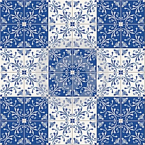 Seamless pattern . Turkish, Moroccan, Portuguese tiles, Azulejo, ornaments. Islamic Art.