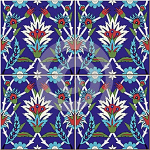 Seamless pattern . Turkish, Moroccan, Portuguese tiles, Azulejo, ornaments. Islamic Art. photo