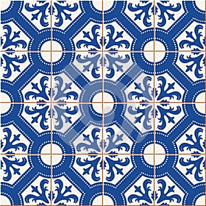 Seamless pattern . Turkish, Moroccan, Portuguese tiles, Azulejo, ornaments. Islamic Art.