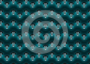 Seamless pattern of turquoise lanterns