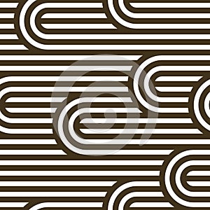 Seamless pattern with twisted lines, vector linear tiling background, stripy weaving, optical maze.