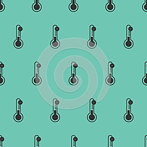 Seamless pattern two color thermometer icon with tosca background