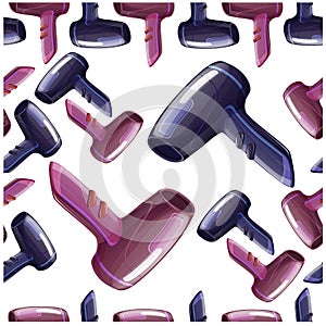 Seamless pattern two hair dryers - violet and purple