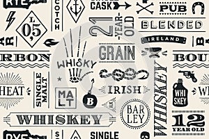 Seamless pattern with types of whiskey photo