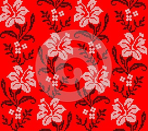 Seamless pattern of Ukrainian floral ornament in ethnic style, identity, vyshyvanka, embroidery