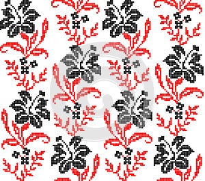 Seamless pattern of Ukrainian floral ornament in ethnic style, identity, vyshyvanka, embroidery