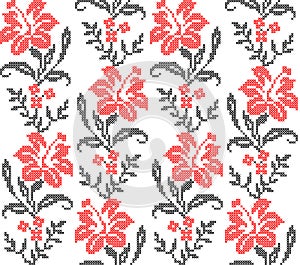 Seamless pattern of Ukrainian floral ornament in ethnic style, identity, vyshyvanka, embroidery