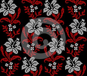 Seamless pattern of Ukrainian floral ornament in ethnic style, identity, vyshyvanka, embroidery