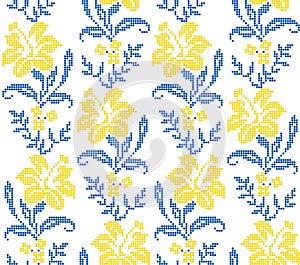 Seamless pattern of Ukrainian floral ornament in ethnic style, identity, vyshyvanka, embroidery