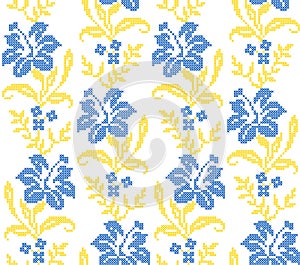 Seamless pattern of Ukrainian floral ornament in ethnic style, identity, vyshyvanka, embroidery