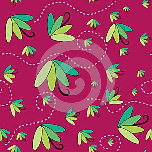 Seamless pattern with umbrellas flying