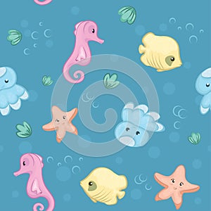 Seamless pattern of underwater creatures