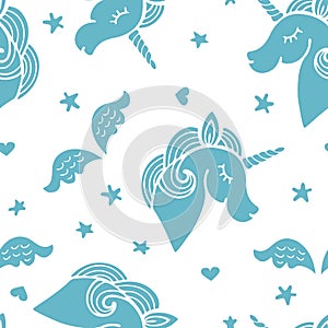 Seamless pattern with unicorns