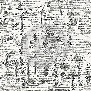 Seamless pattern with unreadable handwritten notes photo