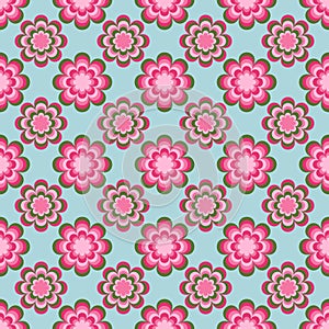 Seamless pattern, unusual flowers on a blue background