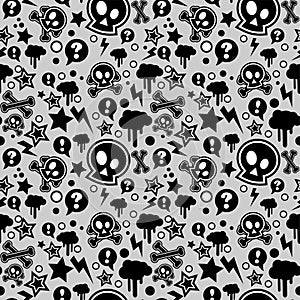 Seamless pattern, urban or punk pop feel